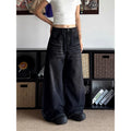 ZHIZOU Women Black Baggy Y2k Jeans American 2000s Style Boyfriend Jean Pants Vintage 90s Harajuku Oversize Denim Trousers Autumn