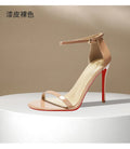 Strap sandals for women with slim heels for the summer of 2026, featuring exposed toes, sexy and fashionable nude high heels