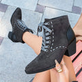 Women's Boots 2026 Autumn New Round Toe Lace-up Short-leg Boots Fashion Non-slip Block Heel Women's Shoes