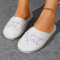 Mix Colorful Sequin Flower Indoor Home Slippers Women Autumn Lightweight Soft Bottom Plush Mules Shoes Woman Bedroom Warm Slides