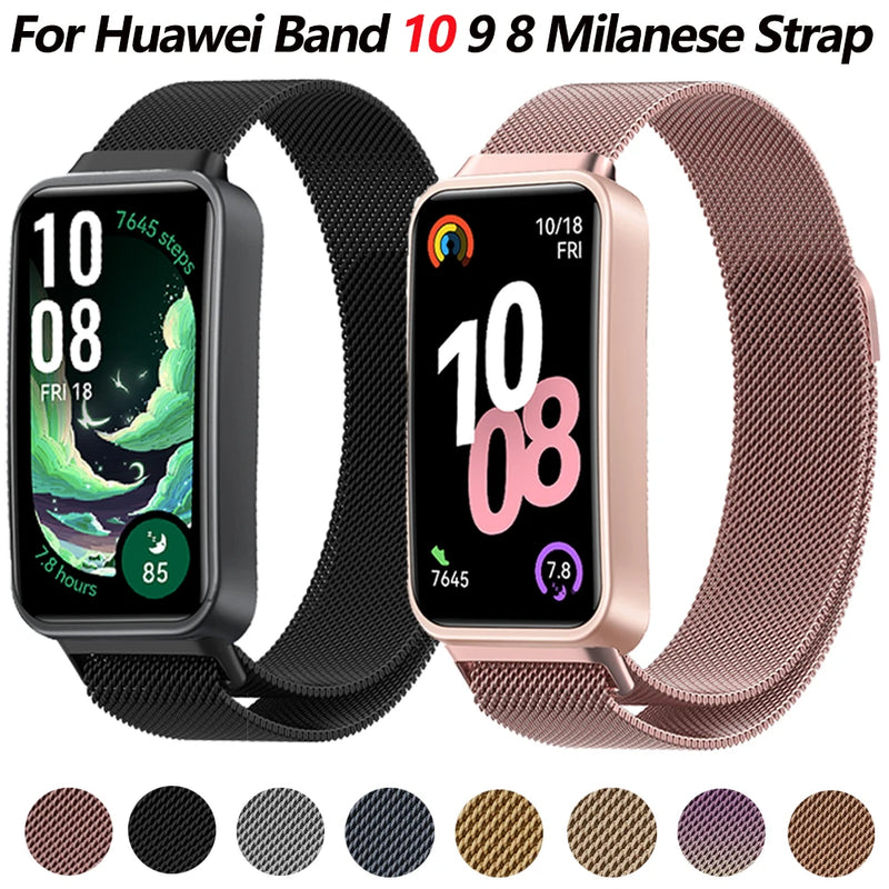 Huawei Band 11/11Pro Bracelet Milanese Loop Band for Huawei Band 11/11Pro Metal Magnetic Bracelet Watchband for Huawei Band 10 9 8 Breathable Replaceable Belt