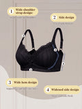 PEACE IN LOVE Floral Lace Women Bra Side Gathering Wireless Push Up Bra Non-padded Comfortable Lingerie