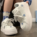 Women Sneakers Platform Casual Shoes Lace-up Breathable Star White Shoes Retro Running Shoe Outdoor Height Increase Women Shoes