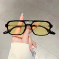 Trendy Women Double Beam Sunglasses Square Summer Sun Shades for Travelling Hiking UV Protection Driving Design Sun Glasses