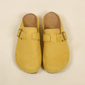 Women's Buckle Mule Slippers Faux Suede Closed Toe Clogs Korean Style Slip‑on Backless Loafers Retro Casual Outdoor Shoes