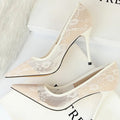 Sexy Lace High Heels Shoes Women Brand Quality Summer Breathable Female Pumps zapatos de talons Lady Party Wedding Shoes WSH4113