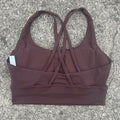 Solid Color Soft Cross Back Women Fitness Bra Tights Yoga Vest High Strength Shockproof Gym Sports Top Push Up With Chest Pad