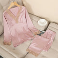 Satin Pajamas Set Faux Silk Women Sleepwear Shirt&Pants Casual Lace Pijamas Lounge Wear Spring Summer New Home Clothes Nightwear