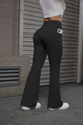 European and American Style New Elastic Workwear Pocket Flare Pants with Hip Lift for Sports and Yoga