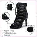 New Women High Heels Peep Toe Ankle Boot Stilettos Jazz Woman Dance Shoes High Top Women Ballroom Dance Boots Soft Soles