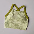 Women Color Block Print Backless Sports Bra With Fixed Pads Yoga Outfit Shockproof High Waist Workout Pants Set