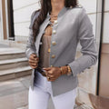 Women's Long Sleeve Slim Fit Blazer, Button Front Short Suit Jacket Office Casual Coat