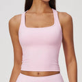 Women Sports Bra Women Brushed Fabric Square Neck Racerback Sports Tank Top Built In Bra Tight Fit Quick Dry Cropped Yoga Fitness Running Vest