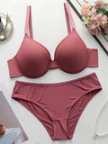 Women Push Up Bras Set Underwire Padded Bra and Panty Everyday Wear Lingerie Set For Women