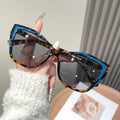 New Fashion Women Color Block Cat Eye Eyeglasses Frame Trendy All Match Fashion Personality Sun Glasses UV400 Sunglasses