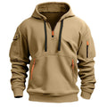 Hoodie Sweatshirt Men Outdoor Autumn Men Half Zip Hoodie Multi Zipper Pocket Long Sleeve Pullover Drawstring Hooded Sweatshirt Outdoor Casual Loose Street .