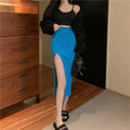 Elegant Elegant Sexy Slit Skirt Women's Slim Fit Slimming Hot Girl Knitted Dress Pure High Waist Temperament Skirt