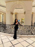Maxi Floral Dress Deep V Lace Long Sleeve Mermaid Maxi Dress Women Sheer Floral Lace Top Ruched Waist Formal Evening Elegant Photo Ready Gowns
