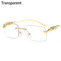 Rimless Small Square Sunglasses Women Men Luxury Brand Designer Travel Driving Sun Glasses Metal Leopard Head Shade Eyewear