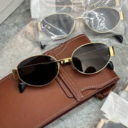 Retro punk Sun Protection Sunglasses Vintage New Women's Metal Oval Sun Glasses Ladies Classic Eyewear UV400 Gafas De Sol