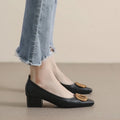 Luxury square toe high heels for women's 2025 Spring and Autumn New Work Shoes Shallow Mouth Thick Heel Casual Women's Shoes