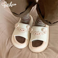 XIXITIOA Cartoon Sheep Slippers for Women Four Seasons Comfortable Cute Lamb Design Anti-slip Open-toe Indoor Flat Home Shoes