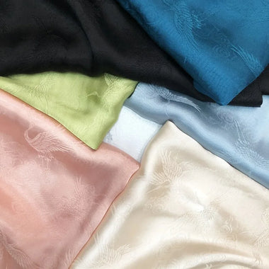 Satin Jacquard Fabric for Sewing Cloud Crane Satin Jacquard Fabric Smooth By The Meter for Clothing Dress Hanfu Diy Sewing Dark Patterned Cheongsam Cloth White