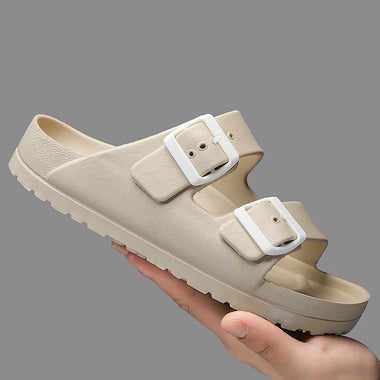 Summer Women Classic Slides Slippers Slip on Beach Sandals With Double Buckle Comfort Lightweight EVA