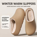 New Winter Waterproof Warm Cotton Slippers Women Men Thick Sole Indoor House Shoes Non-Slip EVA Plush Fuzzy Couple Footwear