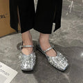 High Quality 2025 Women Flats Shoes Women Loafers Platform Slippers Shiny Women's Casual Shoes Ballet Shoes Bling Mules Shoe