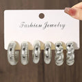 Punk Smooth Chunky Metal C-shaped Earrings For Women Fashion Thick Stud Earrings Vintage Aesthetic Set Jewelry Gifts