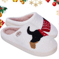 Xmas Dachshund Plush Slippers Fuzzy Dog Slippers Comfortable Warm Slip-on House Shoes Anti Slip Soft Furry Slipper for Men Women