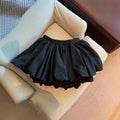 Women's Summer Korean-style High-Waisted Slimming A-Line Mini Skirt with Lining Solid Color Short Skirt Lantern Skirt
