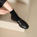 Ladies Vintage Penny Loafers Slip On Low Block Heel Dress Shoes Classic Round Toe Casual Office Work Comfy Flats Spring Footwear