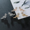 Shiny Star Women's Stud Earrings Exquisite White Zircon Versatile Female Earring Silver Color Metal Mini Crystal Party Gifts