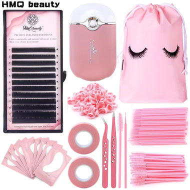 268PCS Eyelash Extensions Kit Brushes Set Professionele Micro Lip Brush USB Mini Fan Glue Ring Eyelashes Tweezers Makeup Tools