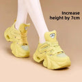 New Women Multi Color Chunky Platform Sneakers Lace Up Mesh Versatile Sporty Height Increasing Spring Autumn