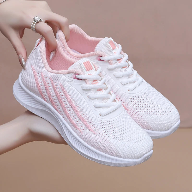 Women's Breathable Mesh Sports Shoes, lightweight and Soft Sole Sports Casual Shoes, Women's Lace-Up Casual Running Shoes