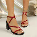Comfortable and Simple High-Heeled Sandals, Casual Versatile Chunky Heel Open-Toe Strap Women's Shoes