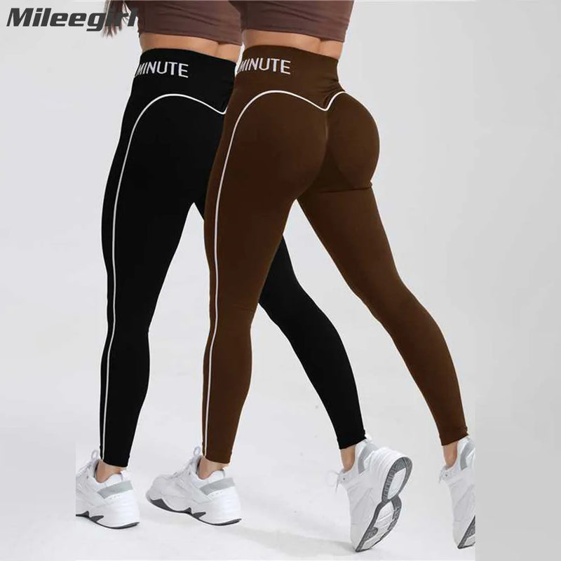 WANAYOU Seamless High Waist Women Yoga Pants Color Contrast Sports Legging Hip Lift Gym Fitness Tights Quick Dry Workout Pants