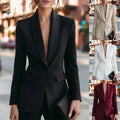 Women Blazer Jacket Women Formal Blazer Jacket Shawl Lapel Deep V Neck Shoulder Pad Long Sleeve Slim Office Business Coat