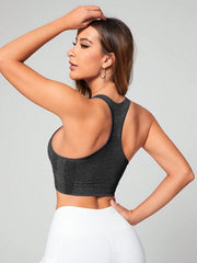 Women Seamless Racerback Sports Bra Breathable Shockproof Yoga Crop Top Gym Workout Push Up Fitness Vest