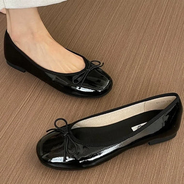 Spring Autumn Elegant and Comfortable Anti Slip Casual Shoes for Women Fashionable New Solid Color Round Bow Sexy Flat Shoes