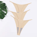 GICZI 3Pcs/Set Hot Women's Thongs Panties Plain Seamless Ice Silk Lingerie G-String for Woman M-2XL Large Size Female Underwear