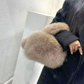 Women Handbag Real Fox Fur Rabbit Ear Bag Women Luxury Mini Square Crossbody Shoulder Bag Winter Warm Hand Muff Phone Purse Fluffy Handbag