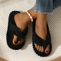 Women's Home Slippers Fashion Corduroy Flip Flops For Women Sandals Winter Warm Plush Slides Indoor Flat Soft Sole Female Shoes
