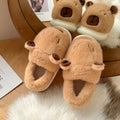Capybara Plush Slippers for Women Home Fluffy Winter Mules Platform Shoes Girls Casual Indoor Fuzzy Fur Slides Unisex Footwear