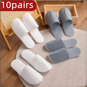 10 Pairs Disposable Slippers Women Men Travel Slipper Home Indoor Guest Shoes Non-Slip Closed Toe Slippers Bedroom Silent Slides