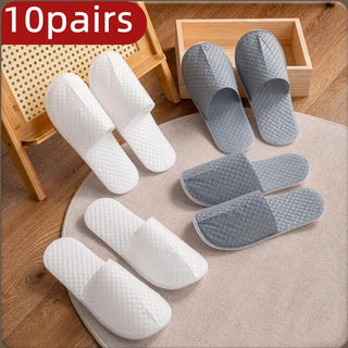10 Pairs Disposable Slippers Women Men Travel Slipper Home Indoor Guest Shoes Non-Slip Closed Toe Slippers Bedroom Silent Slides