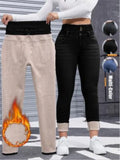 Women's Winter Fleece Lined Denim Pants New Fashion Slim Package hip Bodycon Warm Skinny Long Trousers Ladies Versatile Jeans